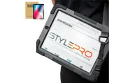 StylePro, iPad 10.2 shockproof case with tempered glass screen protector, hand strap, shoulder strap & rotating stand for iPad 7th, 8th & 9th gen, bla