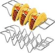 HEATSHAKING 3 Pcs Tortilla Stand Tacos Stand Hard Shell Taco Holder Taco Stands Kit Tortilla Holder Metal Taco Holder Oven Safe Taco Shell Plate Taco Tray for Oven Silver Stainless Steel