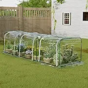 Lambu Portable Mini Greenhouse, Warm House with Transparent PVC Cover Garden Shed Cover, Greenhouse Tent for Indoor Outdoor, Steel Frame Grow Tent for Gardening Hot House Plants Flowers 297x100x80cm