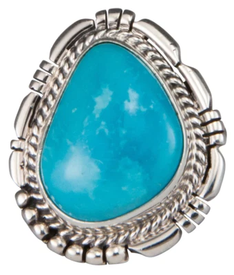 Navajo Native American Castle Dome Turquoise Ring Size 7 by Charley SKU229587