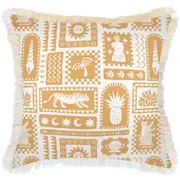 Cushion Cover-Coastal Fringe-Naxos Mustard-60cm x 60cm