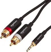 Amazon Basics 3.5mm to 2-Male RCA Adapter Cable - 4 Feet, 5-Pack