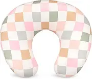 DILIMI Nursing Pillow Cover, Stretchy Removable Case for Breastfeeding Pillows, Ultra Soft Comfortable Slipcover for Baby Girl and Boy, Colorful Checkerboard