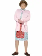 Smiffys Mens Mrs Brown Costume, Dress, Cardigan, Wig, Glasses, Handkerchief M