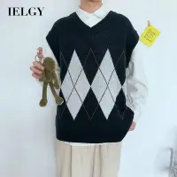 在飛比找蝦皮商城優惠-IELGY 男士針織背心學院風V領外套百搭