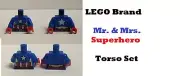 LEGO Superhero Parent Torso Set of 2 Girl Boy Patriot Mom Dad Red White Blue