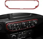 RT-TCZ Red Carbon Fiber Center Control Air Conditioner Switch Cover Trim Dashboard Frame for Jeep Wrangler 2018-2021 JL JLU for Jeep Gladiator 2020-2021 Interior Accessories