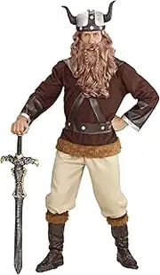 Widmann 44525 – Viking Velkan, Tunic, Trousers, Belt, Helmet, Boot Covers, Gaul, Warrior, Theme Party, Carnival, Multicoloured, XXX-Large