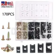 170 Pcs Car U-Clip & Screw Assortment 9 Sizes for Dashboard Door Panel Repairs (for: Subaru)