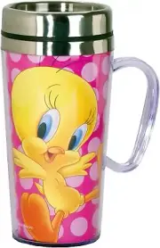 Looney Tunes Tweety Bird Flying 15 oz. Acrylic Insulated Travel Mug NEW UNUSED