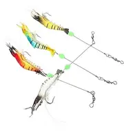 Outanaya 4pcs Luminous Soft Shrimp Lure with Swivel Realistic Fishing Bait for Freshwater Trout Bass and Durable and Construction