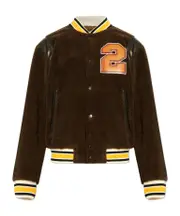 Dsquared2 Logo Patch Shearling Bomber Jacket IT56 Brown