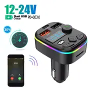 Dual USB PD Type-C Car Charger 3.4A Fast Adapter B-T 5.0 FM Transmitter