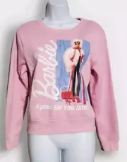 NWT Barbie Mattel Women's Fleece Sweatshirt Size Medium Pink Apres-Ski You Later