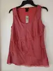 Ann Taylor Loft Womens Top Tank Mauve Coral Tiered V neck Size Medium NEW