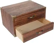 Didiseaon 2-drawer Wooden Desktop Storage Box for Office Apartment Cosmetics and Stationery