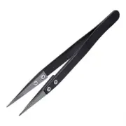 Ceramic Tip Soldering Tweezers Heat Resistant for Electronics Repair - Black