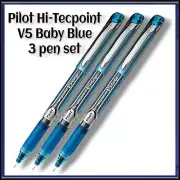 Pilot Hi-TecPoint V5 0.5mm Liquid Ink Rollerball Pen BABY BLUE Pack of 3 Pens