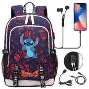 Anime Stitch Movies Usb Charging Backpack Schoolbag Primary Middle School Student Boys Girl Large Capacity Bookbag high quality style 31