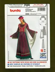 Medieval Dirndl Costume Sewing Pattern~Crop Top~Veil (Sizes 10-24) Burda 2509