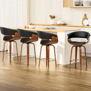 4x Artiss Bar Stools Swivel PU Seat Wooden