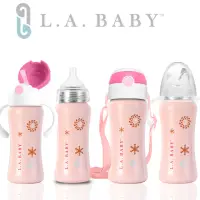 在飛比找momo購物網優惠-【L.A. Baby】316不鏽鋼保溫奶瓶學習套組270ml