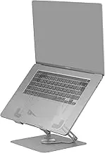 MARSGAMING MA-RSN, Laptop and Tablet Stand up to 17 Inches, Height Adjustable + Tilt + 360° Rotation, Steel Structure, Non-Slip Pads, Foldable Portable Design, Silver