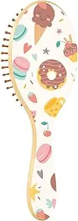 XYMZR Hair Brush Cute Ice Cream White Wooden Paddle Hair Brush Personalized Hair Brush with Wooden Bristles Massage Scalp Thick/Thin/Curly/Wavy Hair for Women & Men