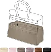 DGAZ Purse Organizer Silky Smooth Fits Birkin 20/25/30/35/40/45/50 Bags,Silk,Luxury Handbag Tote in Bag Shapers, Women(Gris tourterelle color,BK35)