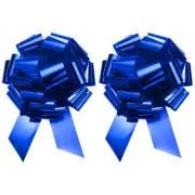 2pcs 24 Inch Extra Giant Large Pull Bow Christmas Metallic Ribbon Blue
