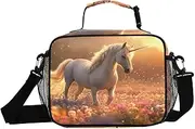 Insulated Lunch Box Horse Flowers Sunrise for Women Men - Ideal for Work, Picnics - Includes Adjustable Shoulder Strap