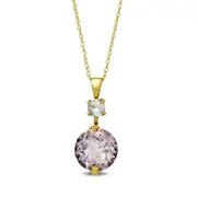 10.0mm Rose de France Amethyst and White Topaz Pendant in 10K Yellow Gold