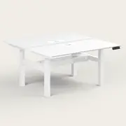 Recess Dual Sit-Stand Desk | Office Desk | Office Workstation | Standing Desk, No Screen / White / White
