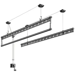 【匠藝家居】三桿手搖曬衣架 陽台曬衣架 頂裝曬衣桿 晾衣架(幻夜黑2.4米 304不鏽鋼繩 防水防曬不生鏽)