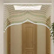 [OKUOKA] Curtains Bead Curtain Arc Crystal Decoration Door Curtain Living Room Entrance Hanging Curtain, A Variety of Styles Sizes Customizable (Color : E, Size : 60x50cm)