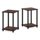 Furinno Turn-N-Tube Wood End Table Corner Shelves in Cherry/Black (Set of 2)