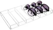AJIODA Acrylic Eyeglass Case, 6 Slots Stackable Glasses box Sunglasses Storage Organizer Clear Eyeglass Holder Eyewear Display Case for Dresser, Bathroom, Bedroom, Desk, Office, Clear
