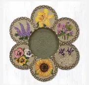 6 Braided Jute 10" Round Trivets with 1 Coordinating Basket. FLOWERS