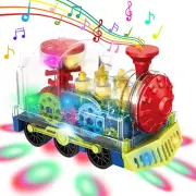 Baby Toys Car for 1 2 3 Year Old Boys Girls, Light up Transparent Train Toy for