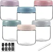 TFMODBFA 6 Pack 12 oz Overnight Oats Container Jar with Screw Lid - Wide Mouth Mason Salad Jars, Airtight Glass Food Storage Containers for Yogurt Spice Snacks Sugar（350ml）