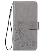 For iPhone 11 Pro Max Case, Four Leaf Clover PU Leather Wallet Cover, Grey