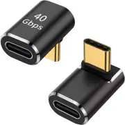 USB C 90 Degree Adapter (2 Pack), USB C Male to Female L Shape Right Angle Conne
