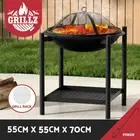 Grillz Fire Pit Charcoal BBQ Cooking Grill Outdoor Camping Fireplace Steel