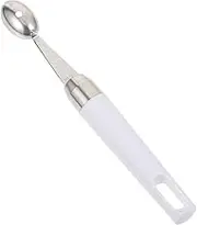 NOLITOY Egg Shape 304 Stainless Steel Fruit Scoop Digging Spoon Dessert Spoon for Home White