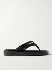 [Coperni] Coperni - Logo-appliquéd Rubber-trimmed Croc-effect Patent Leather Flip Flops - Black - IT40 IT 40 Black