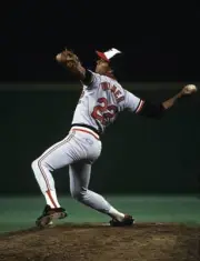 Jim Palmer Baltimore Orioles pitching to the Philadelphia Phillies- Old Photo 1