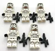 Lego 5 New Star Wars Clone Trooper Minifigs Phase 2 Nougat Head Black Blasters