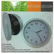 Clock Safe - silver-tone functioning wall clock with hidden space for valuables