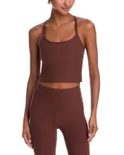 Beyond Yoga Spacedye Slim Racerback Cropped Tank in Bold Mocha Heather