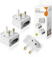 AIEVE European to UK Plug Adaptor, 2 Pin EU to UK 3 Pin Adapter Plug, EU to UK Plug Converter Travel Adapter,Euro Plug Adaptor UK Socket Adapter (3-Pack,White)
